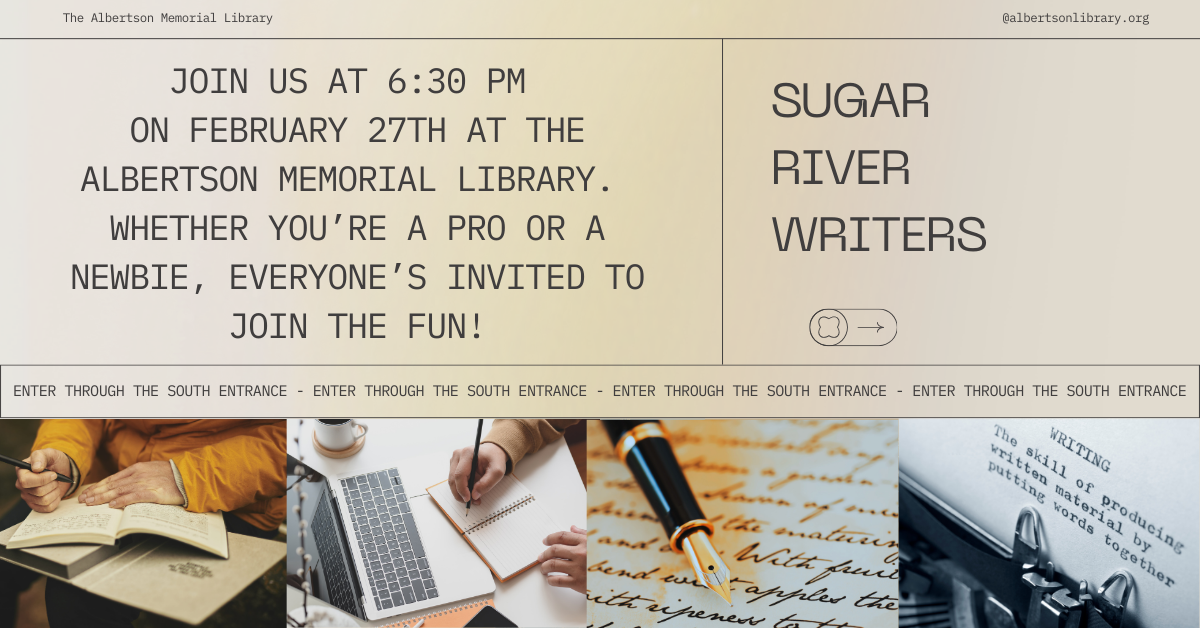 Join us at 6:30 pm  on February 27th At the Albertson Memorial Library.  Whether you’re a pro or a newbie, everyone’s invited to join the fun!